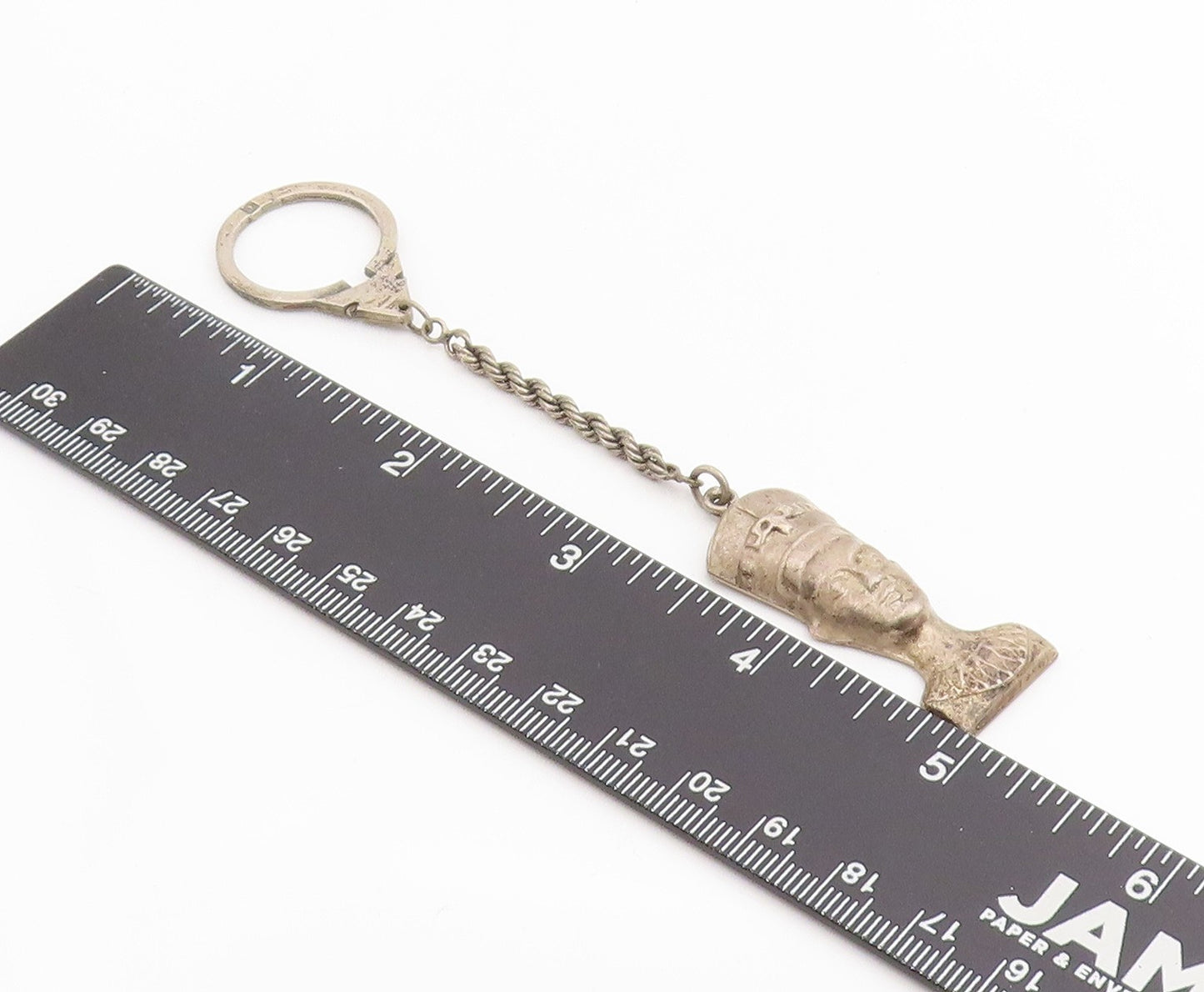 925 Sterling Silver Vintage Keychain MIDDLE EAST Egyptian Queen Nefertiti TR4067