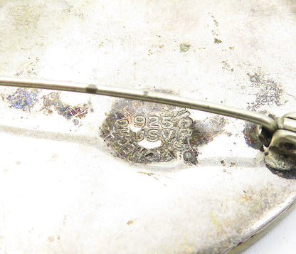 USV MEXICO 925 Silver  Vintage Turquoise Two Tone Pattern Brooch Pin  BP2819