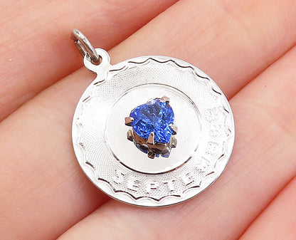 925 Sterling Silver  Love Heart Sapphire September Birth Stone Pendant  PT5684