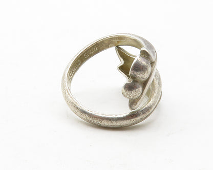 AVON 925 Sterling Silver  Vintage Floral Motif Bypass Band Ring Sz 4  RG13705