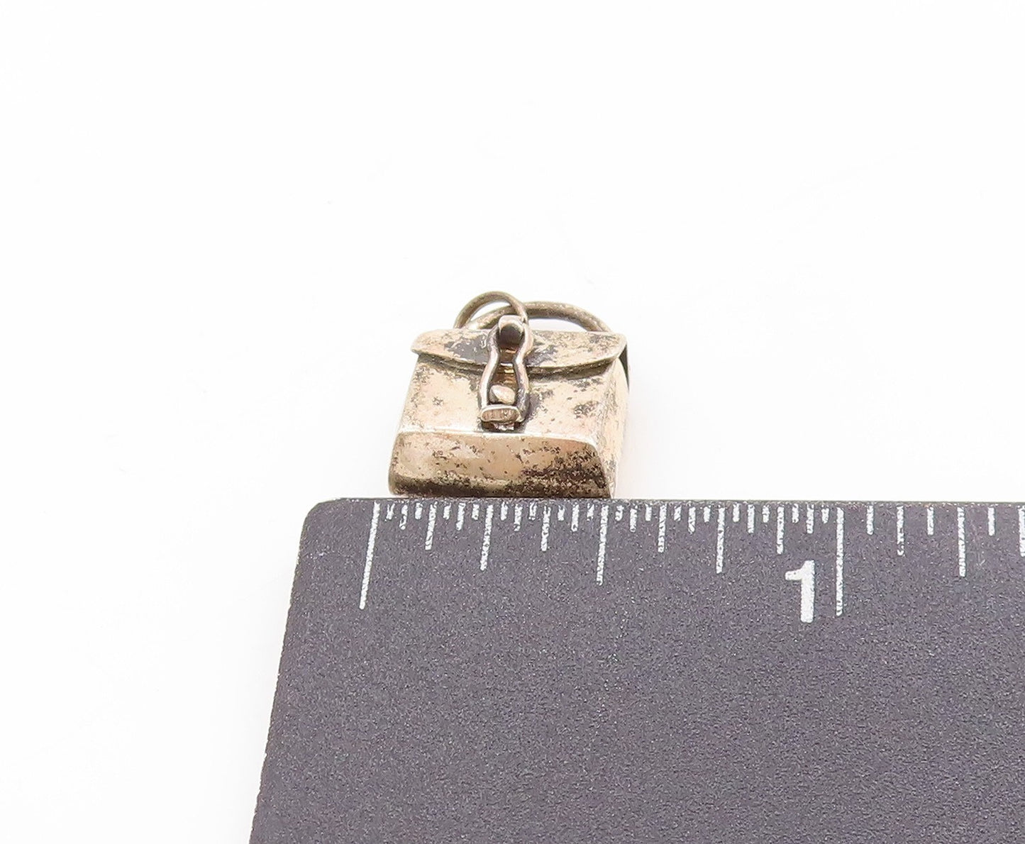 925 Sterling Silver Vintage Pendant Miniature Retro Handbag Charm OPENS  PT25110