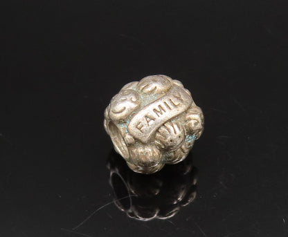 925 Sterling Silver  Vintage Family Love Happy Faces Charm Pendant  PT21779