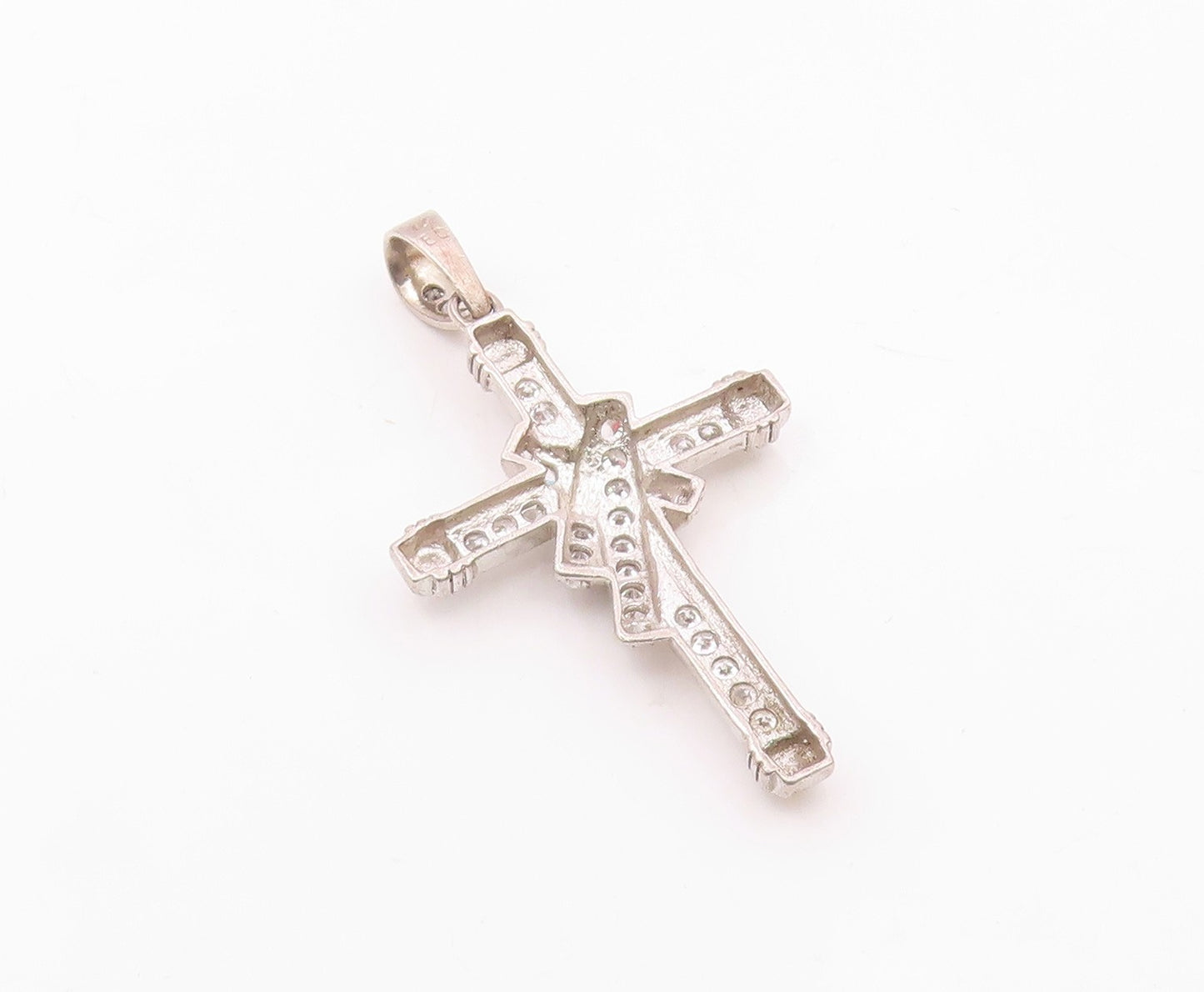 925 Silver  Vintage Cubic Zirconia Wrapped Religious Cross Pendant  PT20499