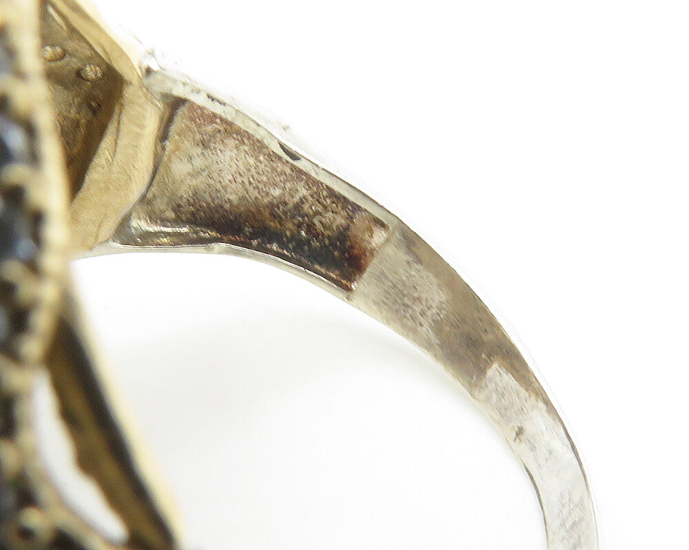 925 Sterling Silver  Cubic Zirconia & Hematite Cocktail Ring Sz 10.5  RG18124