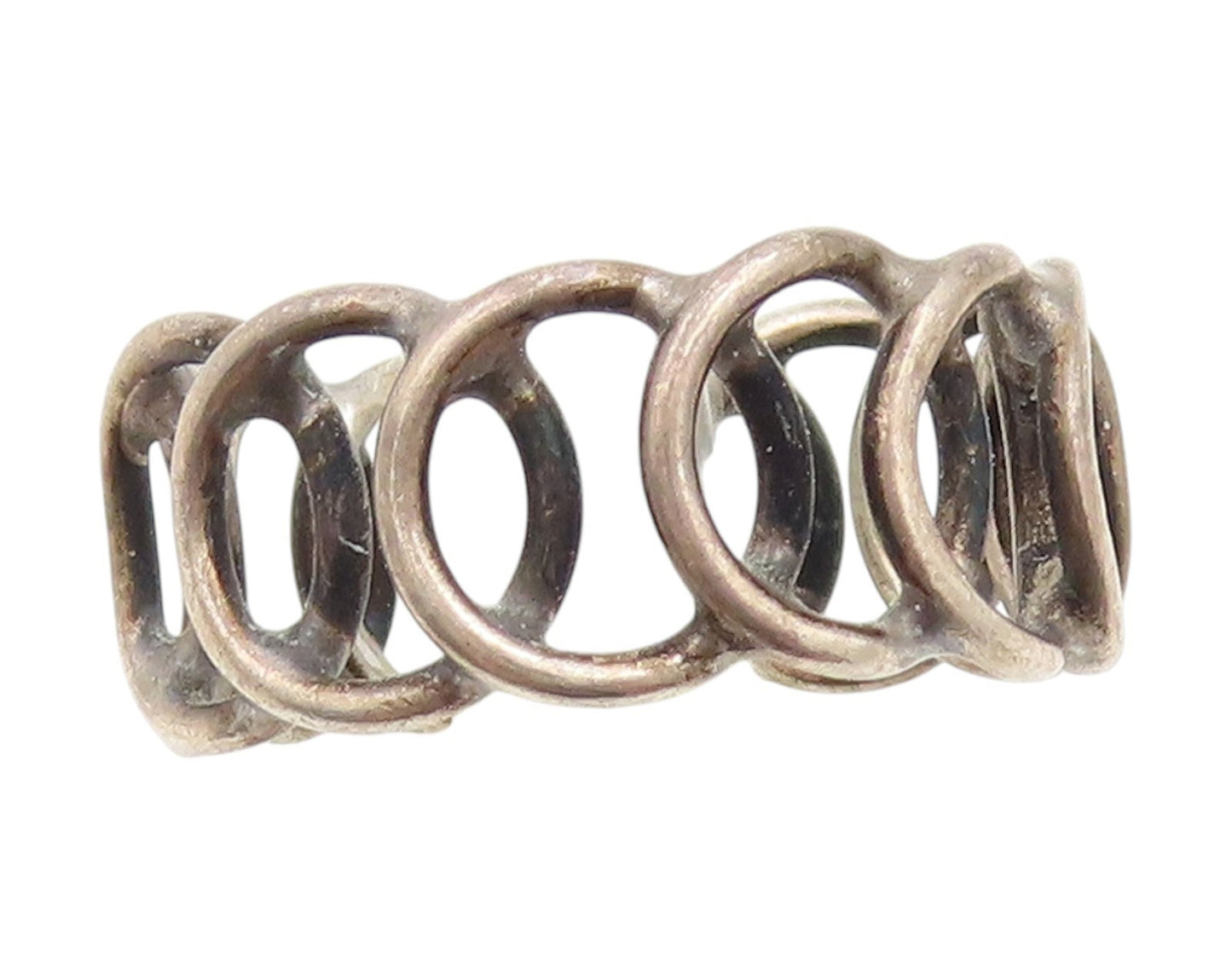 925 Sterling Silver Vintage Ring Interlocking Circles Eternity Sz 5.5 RG33946