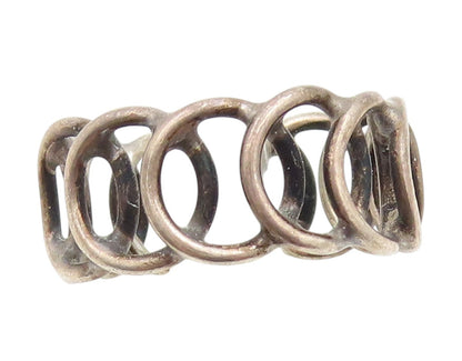 925 Sterling Silver Vintage Ring Interlocking Circles Eternity Sz 5.5 RG33946