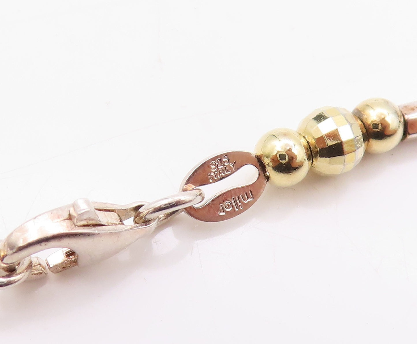 925 Sterling Silver Vintage Necklace Sphere & Cylinder Chain  NE4575