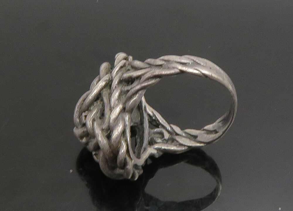 925 Sterling Silver  Vintage Dark Tone Twist Knot Dome Band Ring Sz 7  RG23338