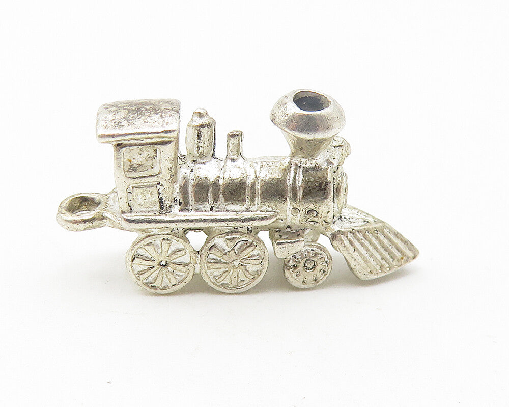 925 Sterling Silver  Vintage Petite Shiny Steam Train Motif Pendant  PT8909