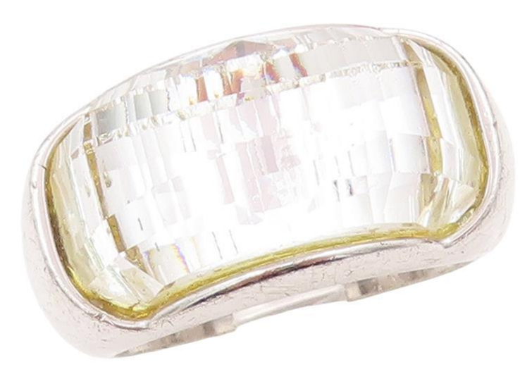 925 Sterling Silver Vintage Ring Solid Domed Glass Effect Gemstone Sz 9  RG28473