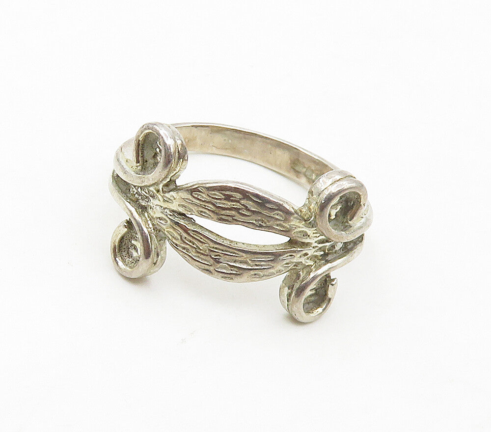 925 Sterling Silver  Vintage Shiny Textured Swirl Band Ring Sz 6.5  RG16905