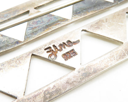 ZINA 925 Sterling Silver  Vintage Cutout Triangle Pattern Brooch Pin  BP7033