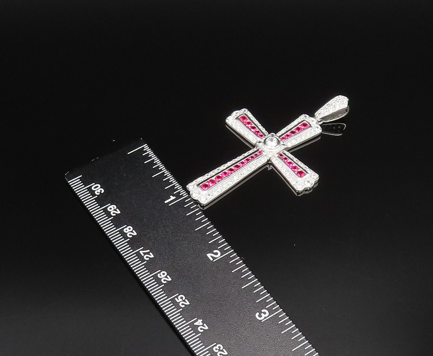 ROSS SIMON 925 Silver  Vintage Topaz & Cubic Zirconia Cross Pendant  PT21623