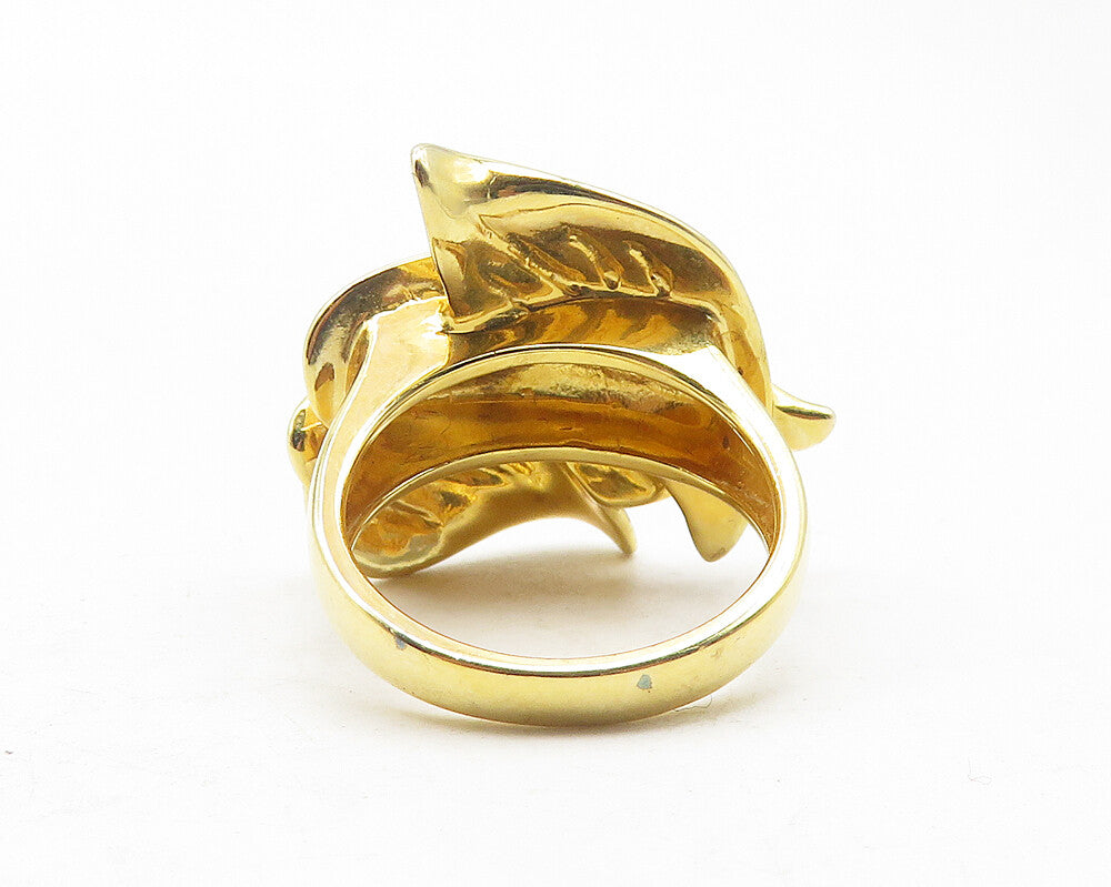 ROSS SIMON 925 Sterling Silver Gold Plated Floral Leaves Band Ring Sz 7  RG12066