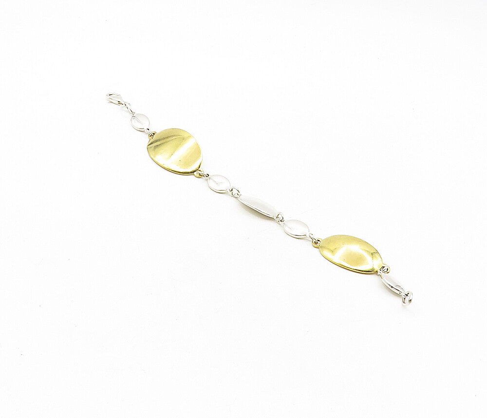 RLM STUDIO 925 Sterling Silver  2 Tone Smooth Oval Link Chain Bracelet  BT4015