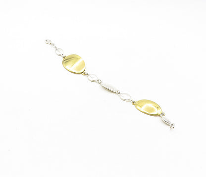 RLM STUDIO 925 Sterling Silver  2 Tone Smooth Oval Link Chain Bracelet  BT4015