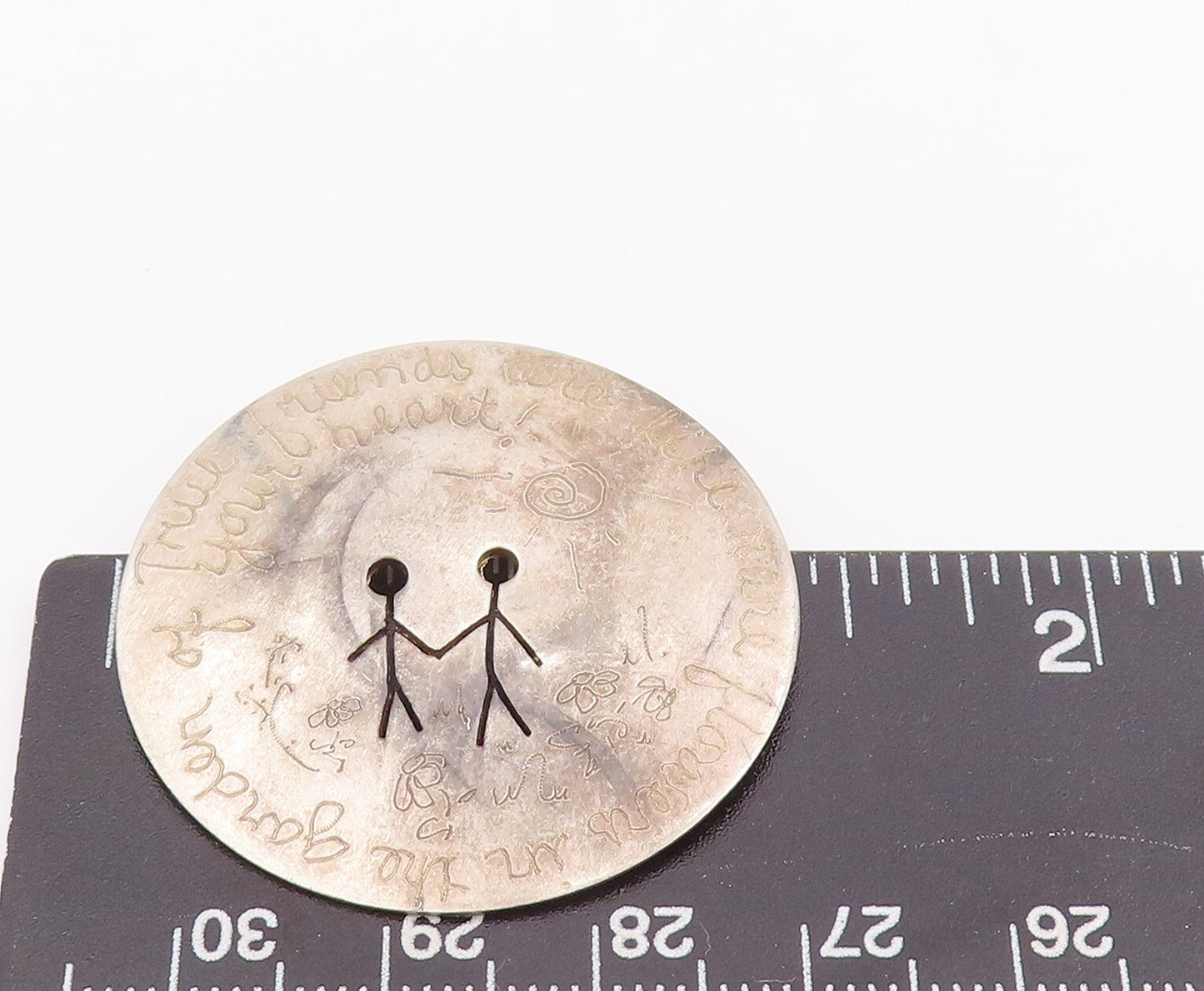 925 Sterling Silver Vintage Brooch Pin LOMBARD Stick 2 Man Cutout Coin  BP11015