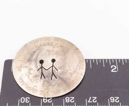 925 Sterling Silver Vintage Brooch Pin LOMBARD Stick 2 Man Cutout Coin  BP11015