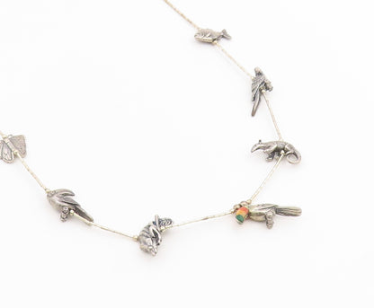 925 Sterling Silver Vintage Necklace SOUTHWESTERN Gemstone Animal Fetish  NE4909