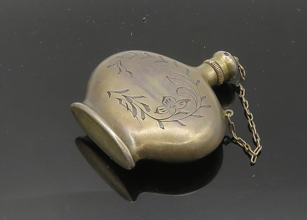 RUSSIA 925 Silver  Vintage Antique Floral Vine Etched Bottle (OPENS)  TR2889