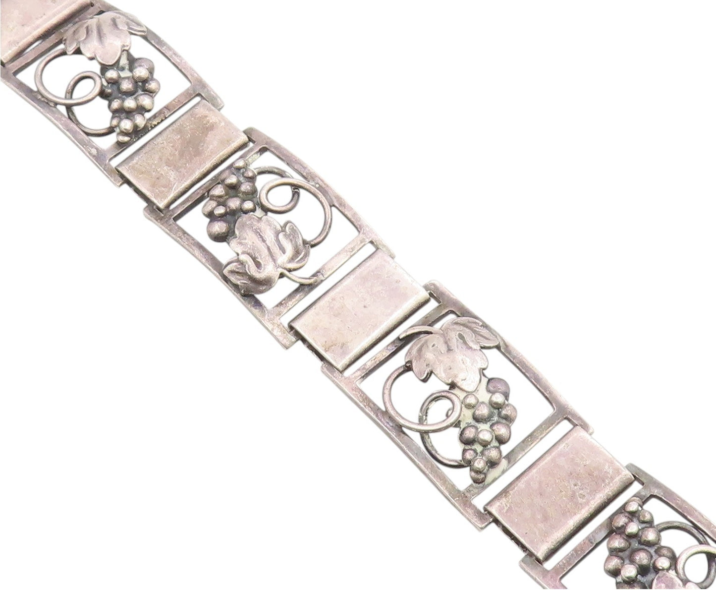 925 Sterling Silver Vintage Bracelet MUNKSGAARD DENMARK Grapes & Leaf  BT12041