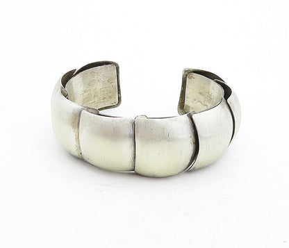 925 Sterling Silver  Vintage Matte Segmented Design Cuff Bracelet  BT1860