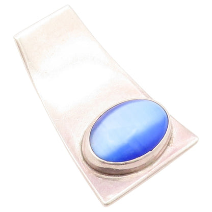 925 Sterling Silver Vintage Pendant Modernist Cat Eye Geometric Charm  PT26474