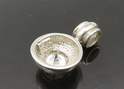 925 Sterling Silver  Vintage Sparkling Cubic Zirconia Round Pendant  PT17916