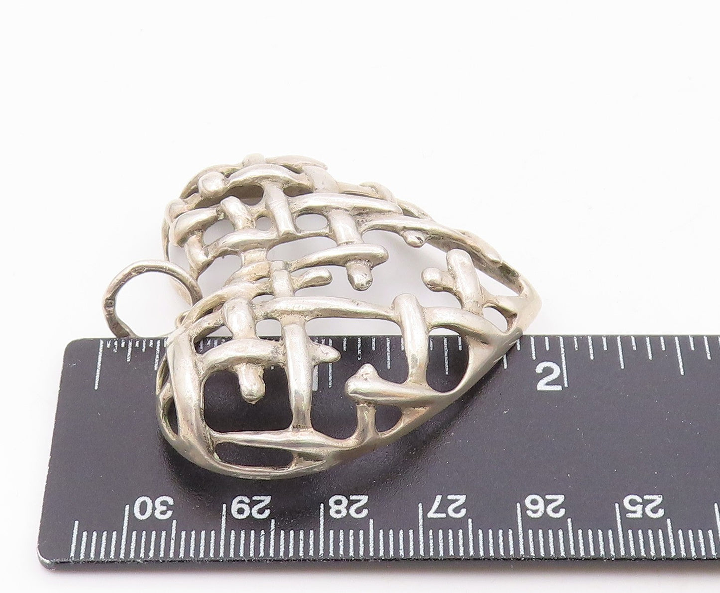 POLAND 925 Sterling Silver  Vintage Modernist Love Heart Pendant  PT14915