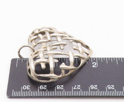 POLAND 925 Sterling Silver  Vintage Modernist Love Heart Pendant  PT14915