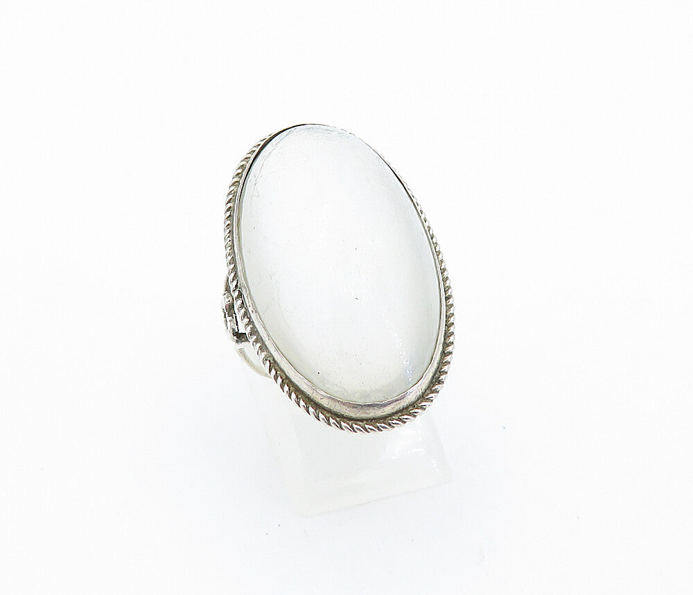 925 Silver  Vintage Victorian Mother Of Pearl Cocktail Ring Sz 7.5  RG6915
