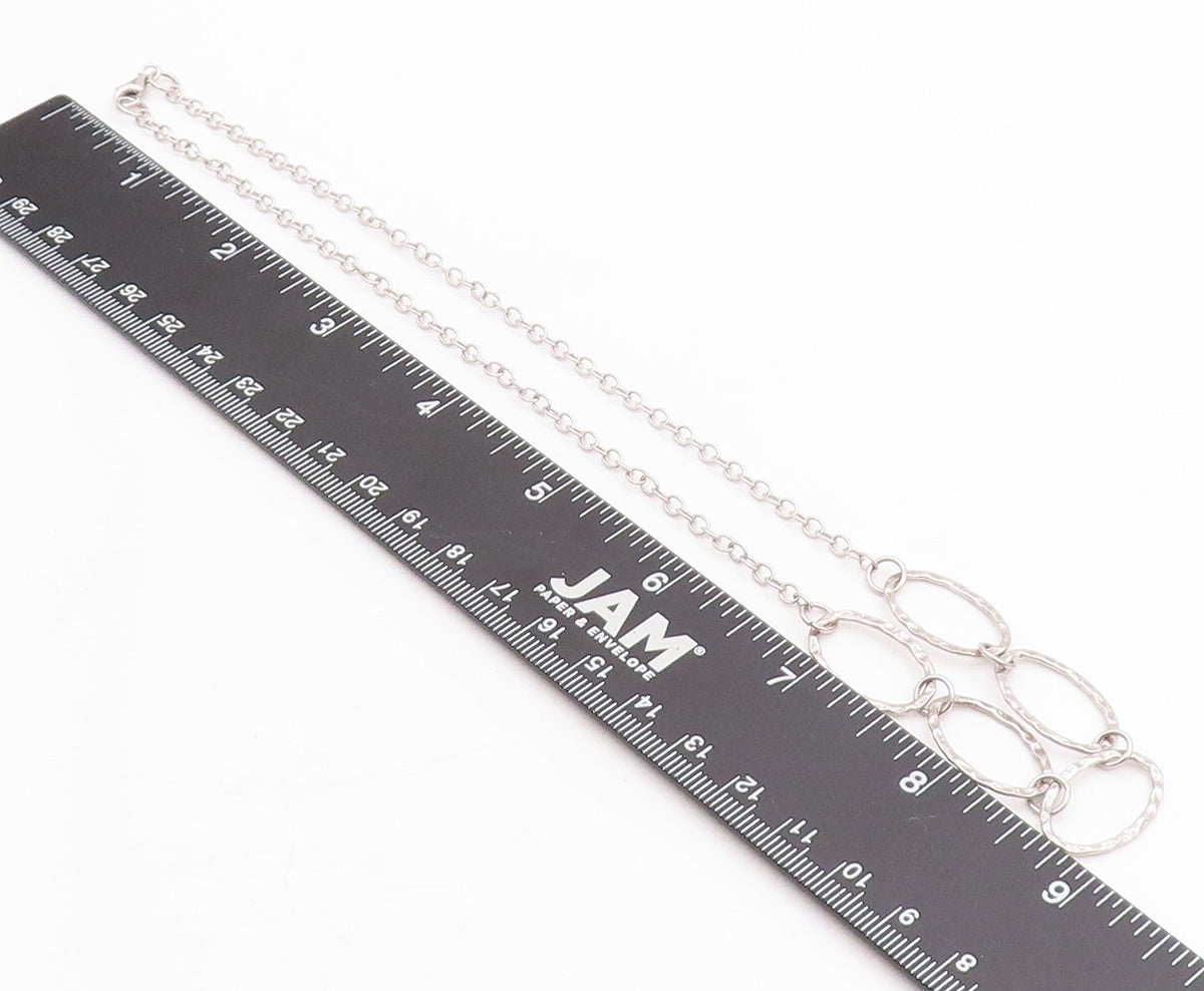 925 Sterling Silver Vintage Necklace Antique Oval Rings Linked Chain  NE4583