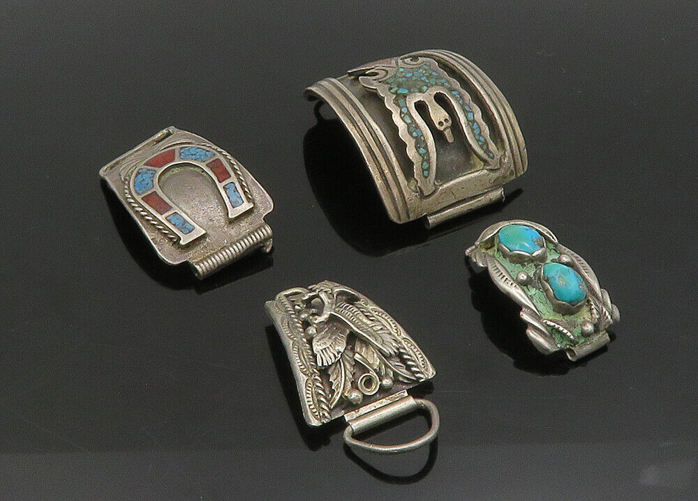 ZUNI NAVAJO 925 Silver  Vintage Turquoise Lot Single Watch Bands  TR3145