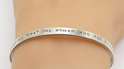 925 Sterling Silver  Vintage Amazing Woman Stamped Quote Cuff Bracelet  BT2562