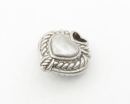 925 Sterling Silver  Vintage Cubic Zirconia Love Heart Twist Pendant  PT15467