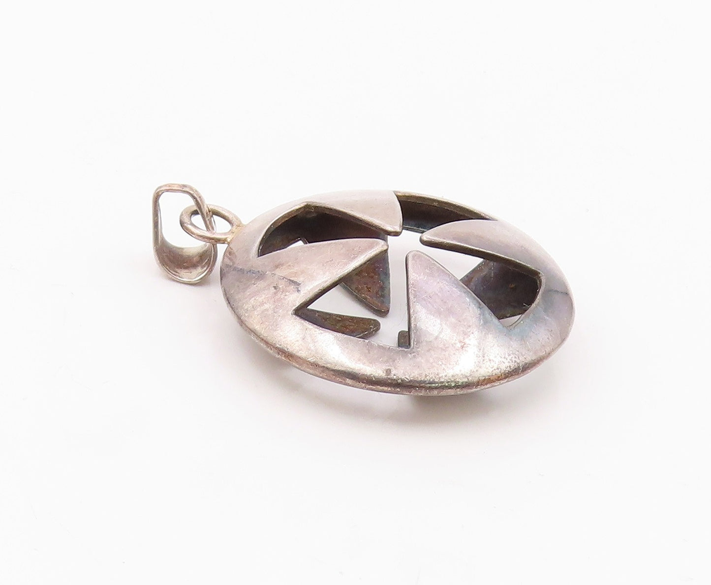 MEXICO 925 Sterling Silver  Vintage 3D Cutout Cross Solid Pendant  PT22301