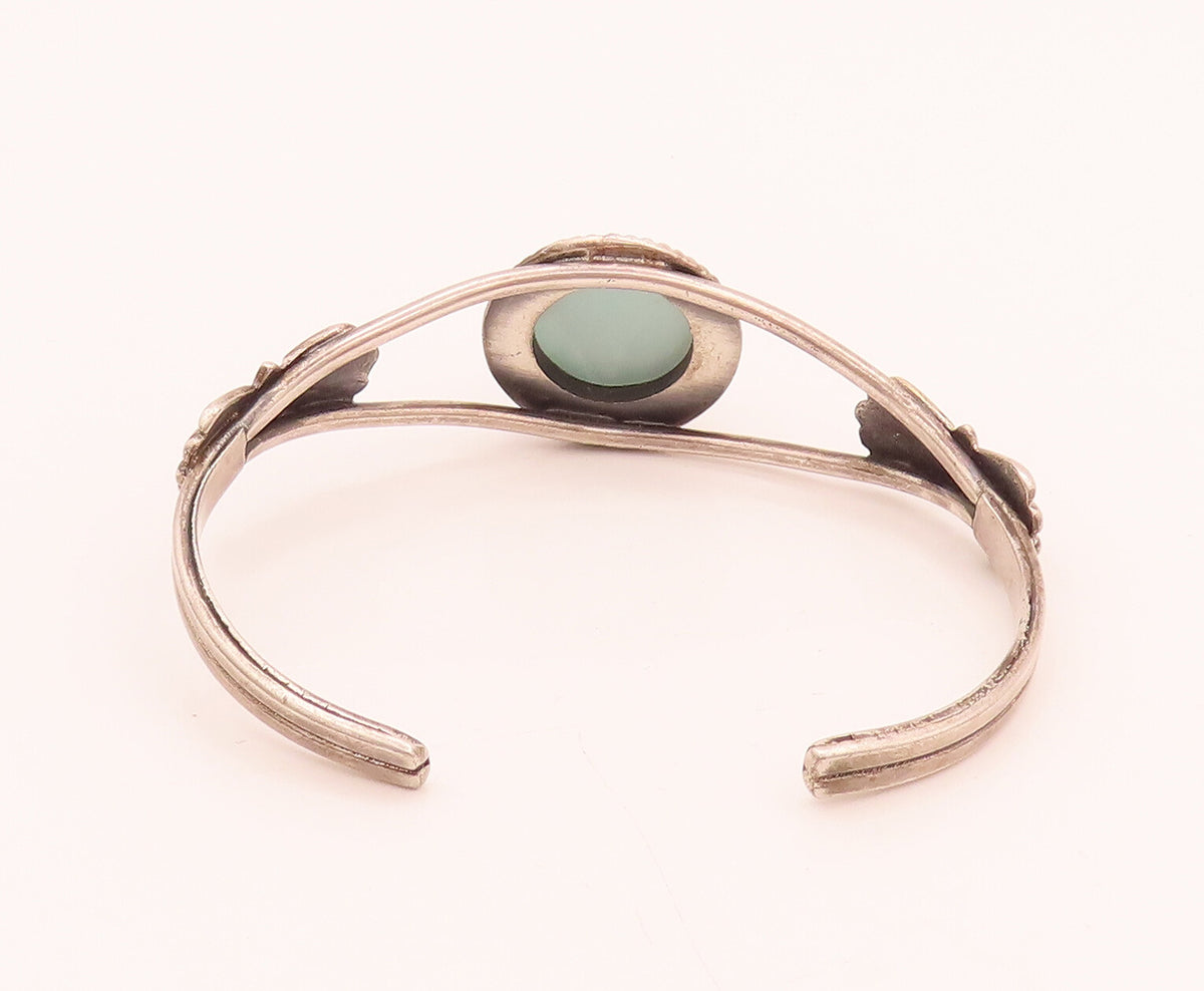 925 Silver Vintage Real Gemstone Carved Bow Split Cuff Bracelet BT10043