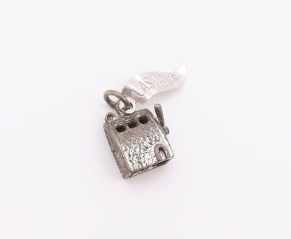 925 Sterling Silver Vintage Pendant Las Vegas Casino Slot Machine Charm  PT26452