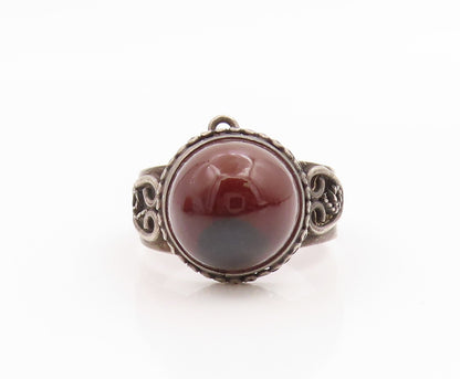 925 Sterling Silver Vintage Ring Classic Carnelian Statement Band  Sz 9  RG35780