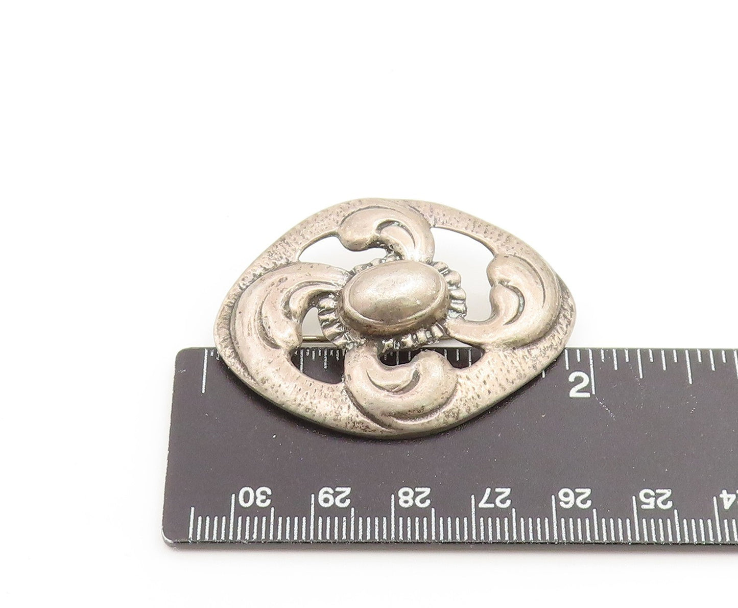 925 Sterling Silver Vintage Brooch Pin Antique Abstract Floral Design  BP12399