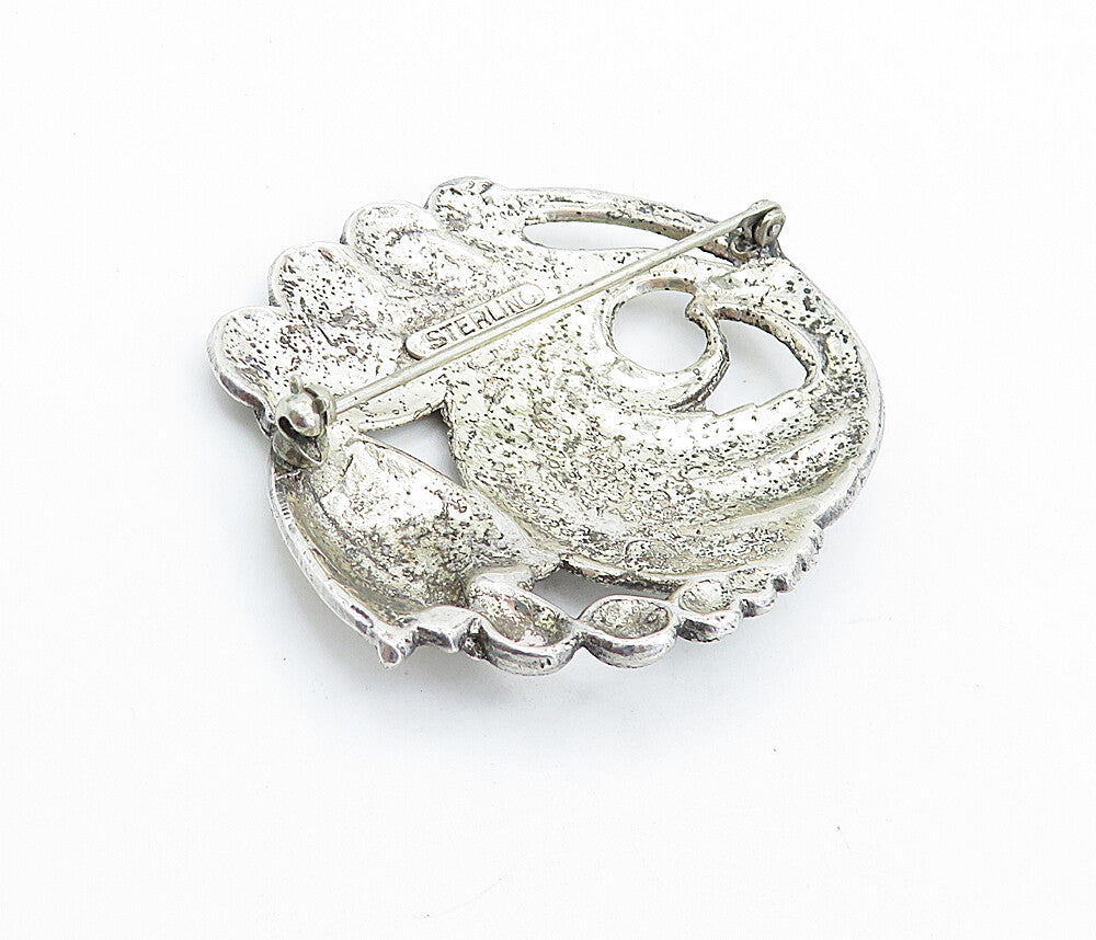 925 Sterling Silver  Vintage Antique Floral Wheat Leaf Brooch Pin  BP2480