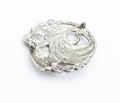 925 Sterling Silver  Vintage Antique Floral Wheat Leaf Brooch Pin  BP2480
