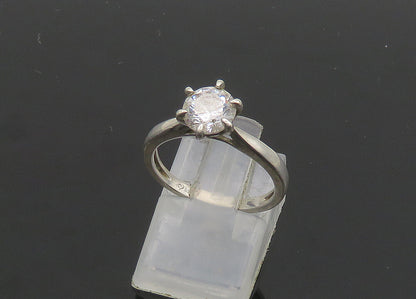 925 Sterling Silver  Vintage Cubic Zirconia Solitaire Ring Sz 6.5  RG20998