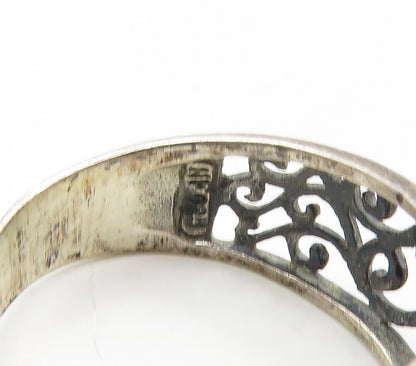 925 Sterling Silver  Vintage Dark Tone Open Swirl Vine Band Ring Sz 8  RG16434