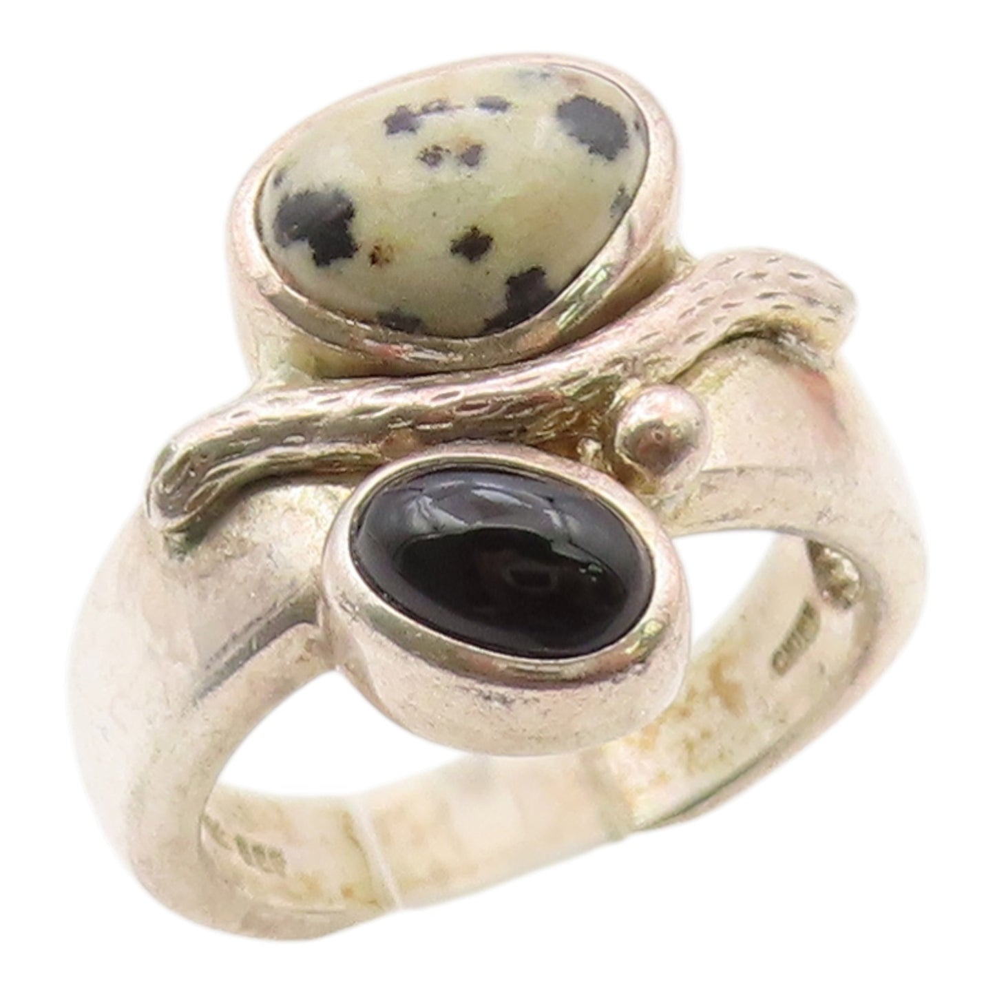 925 Sterling Silver Vintage Ring WHITNEY KELLY Jasper & Onyx Band  Sz 8  RG36390