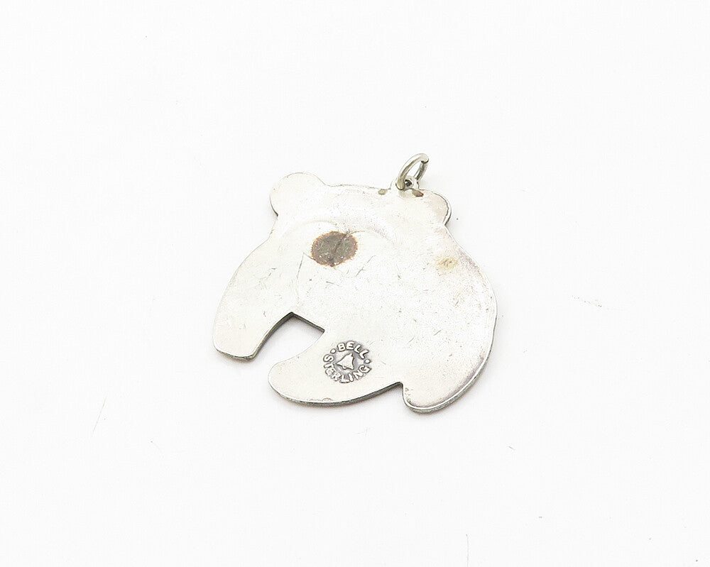 BELL 925 Silver  Vintage Two Tone Oxidized Panda Bear Motif Pendant  PT15462