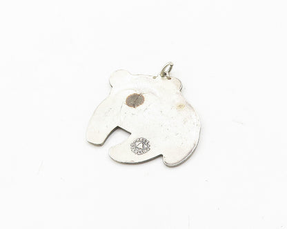 BELL 925 Silver  Vintage Two Tone Oxidized Panda Bear Motif Pendant  PT15462