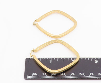 925 Sterling Silver Vintage Earrings Gold Plated Modernist Square Hoop  EG14247