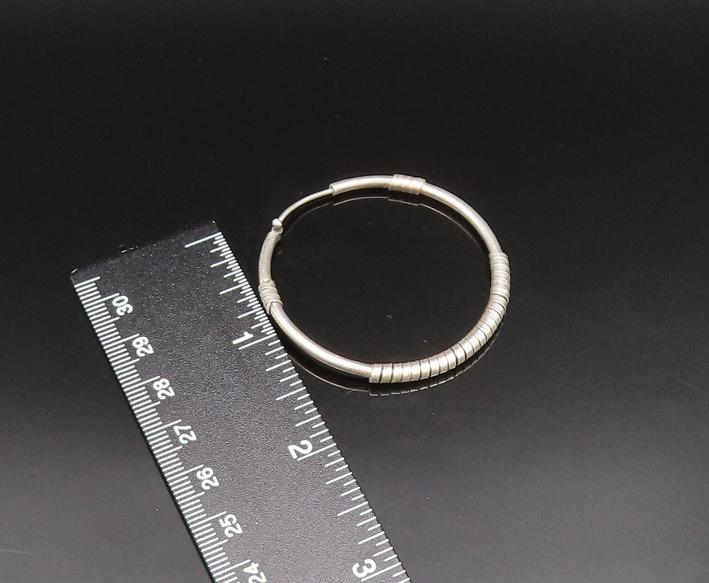 925 Sterling Silver  Vintage Spiral Ring Wrapped Hoop Earrings  EG11715