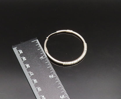 925 Sterling Silver  Vintage Spiral Ring Wrapped Hoop Earrings  EG11715